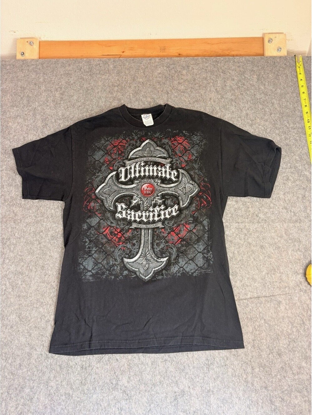 Vintage Ultimate Sacrifice Men Shirt L Black Y2K Grunge Cross Tee